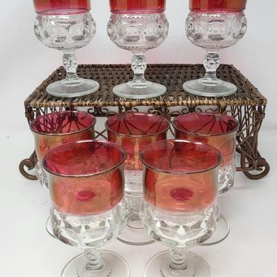 Vintage Indiana Glass Kings Crown Tiffin Thumbprint Glasses