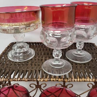 Vintage Indiana Glass Kings Crown Tiffin Thumbprint Glasses