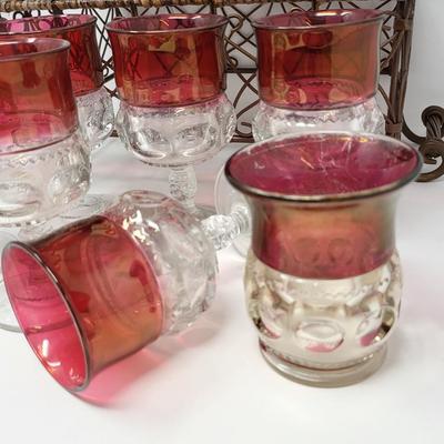 Vintage Indiana Glass Kings Crown Tiffin Thumbprint Glasses