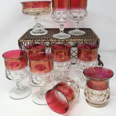 Vintage Indiana Glass Kings Crown Tiffin Thumbprint Glasses
