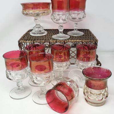 Vintage Indiana Glass Kings Crown Tiffin Thumbprint Glasses