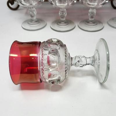 Vintage Indiana Glass Kings Crown Tiffin Thumbprint Glasses