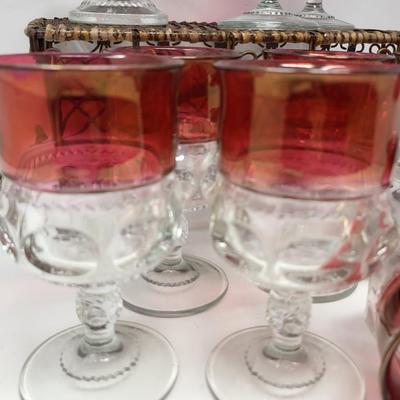 Vintage Indiana Glass Kings Crown Tiffin Thumbprint Glasses