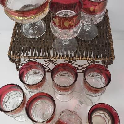 Vintage Indiana Glass Kings Crown Tiffin Thumbprint Glasses