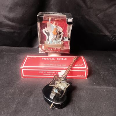 MUSICAL ELVIS GUITAR AND AN ILLUMINATING MUSICAL ORNAMENT
