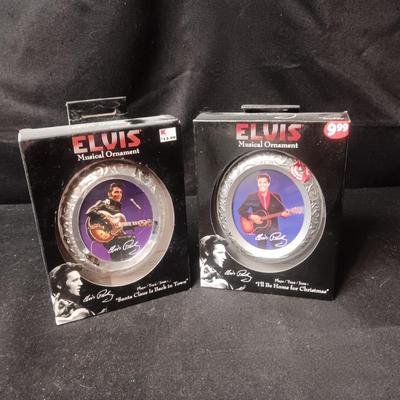 2 MUSICAL ELVIS ORNAMENTS