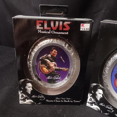 2 MUSICAL ELVIS ORNAMENTS