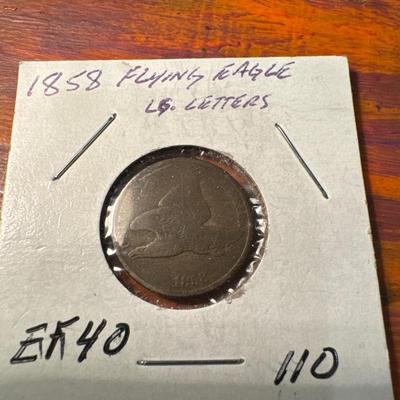 1858 FLYING EAGLE large letters EF 40 U S COIN 1c
