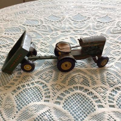 Vintage John Deere Lawn Mower and Cart.