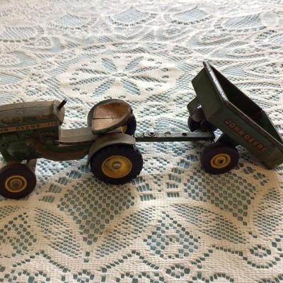 Vintage John Deere Lawn Mower and Cart.