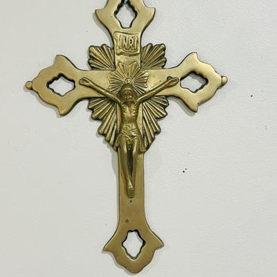 Vintage Solid Brass Crucifix Wall Cross