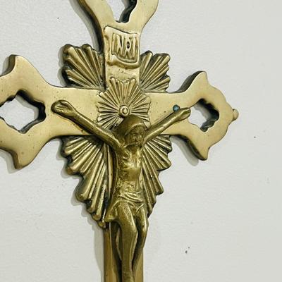 Vintage Solid Brass Crucifix Wall Cross