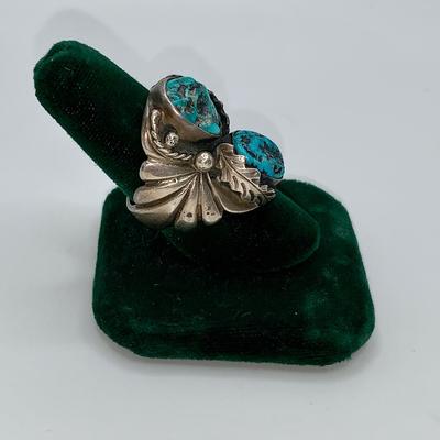 Vintage Native American Pawn Silver and Turquoise Ring