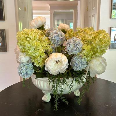 Custom made faux flowers in beautiful planter