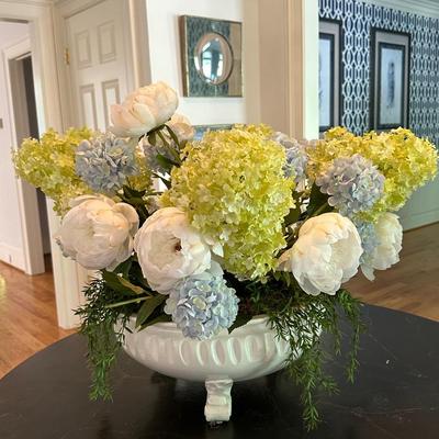 Custom made faux flowers in beautiful planter