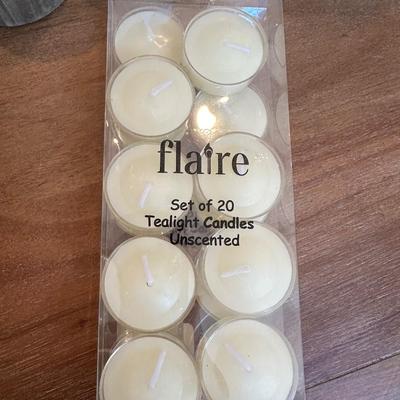 Lot of Restoration Hardware glass candle holders (votives) and extra candles