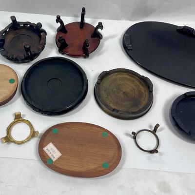 Lot of Wood & Metal Display Items - Bases, Platforms, Egg Holders