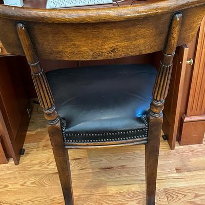 Leather and wood side chair from ABC Carpet