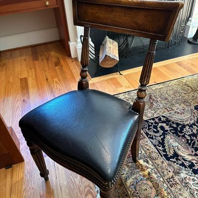 Leather and wood side chair from ABC Carpet