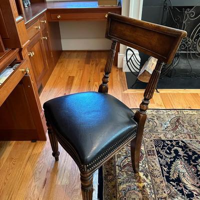 Leather and wood side chair from ABC Carpet