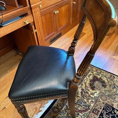 Leather and wood side chair from ABC Carpet