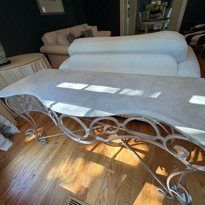 Marble top and metal console table