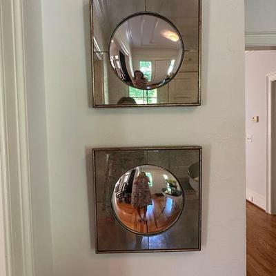 Four antiqued glass wall mirrors/decor