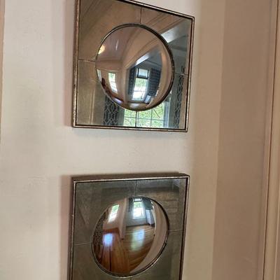 Four antiqued glass wall mirrors/decor