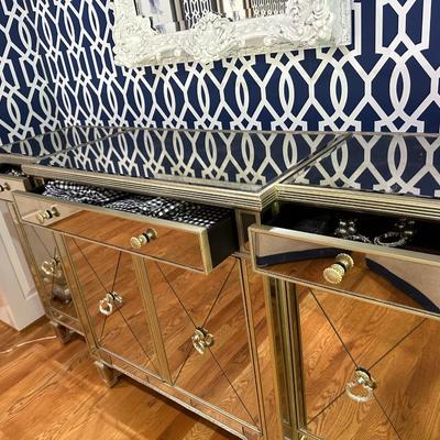 Rare find!! Mirrored buffet (Horchow) with great storage