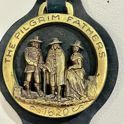 Vintage Horse Brass Strap The Pilgrim Fathers & Mayflower