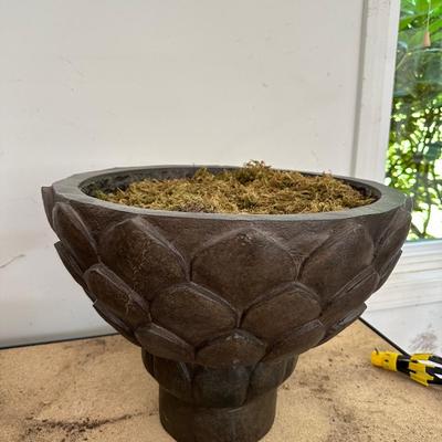 Pottery Barn urn with moss