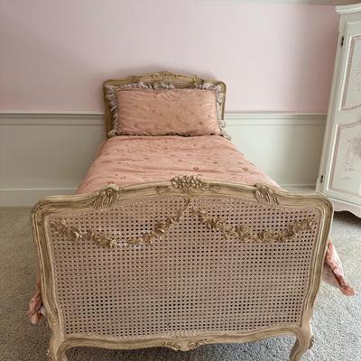 Sweet and beautiful twin bed with custom bedding