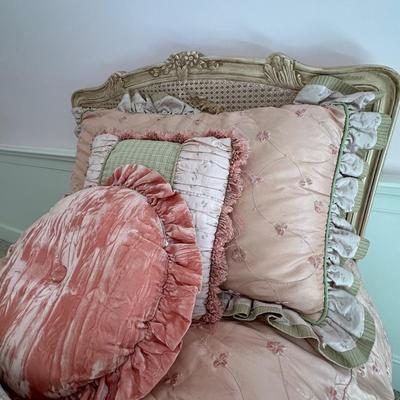 Sweet and beautiful twin bed with custom bedding