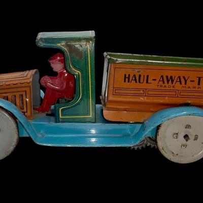 1920’s Tin Wind-Up Haul-Away Truck by Strauss