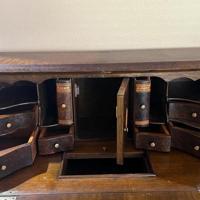 Baroque Vintage Walnut Drop Front Secretary,
