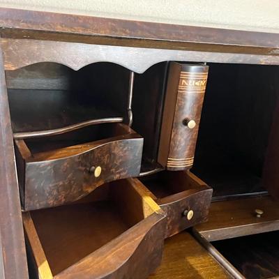 Baroque Vintage Walnut Drop Front Secretary,