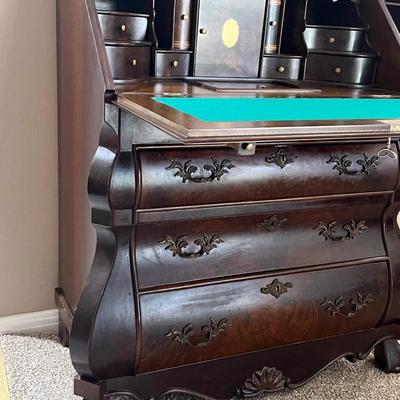 Baroque Vintage Walnut Drop Front Secretary,