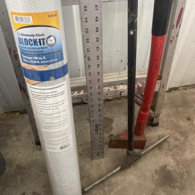 M1-heavy duty type one Keller ladder, squeegee, floor underlayment, heavy duty axe, Measuring stick