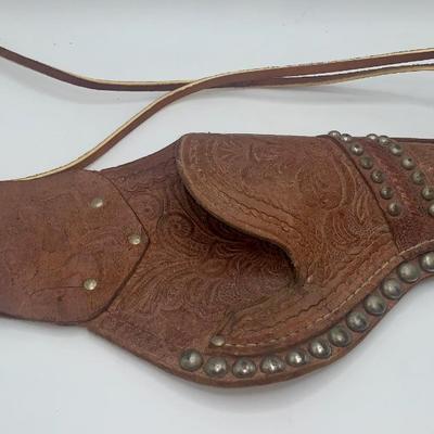 1930’s The Sheriff Cast Iron Cap Pistol W/Leather Holster