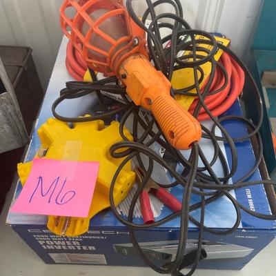 M6-Power inverter, extension, cord, work light, and multi plug