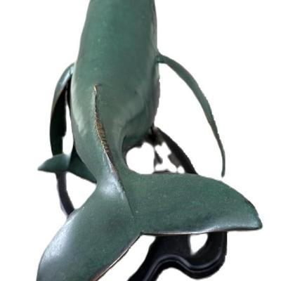 Late 20th C. Bronze Humpback Whale & Calf Sculpture $750