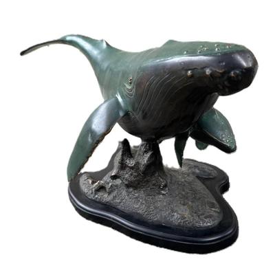 Late 20th C. Bronze Humpback Whale & Calf Sculpture $750