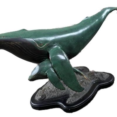 Late 20th C. Bronze Humpback Whale & Calf Sculpture $750