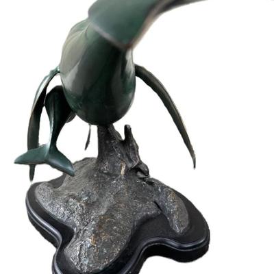 Late 20th C. Bronze Humpback Whale & Calf Sculpture $750