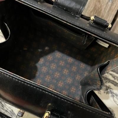 Vintage Handled Black Leather Satchel
