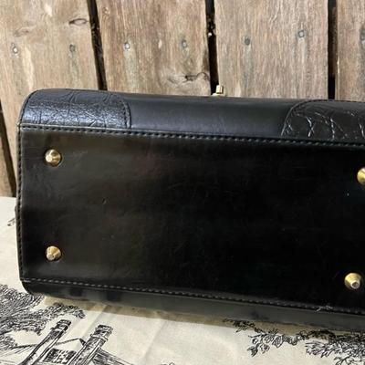 Vintage Handled Black Leather Satchel