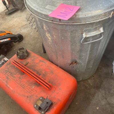 M12-Gas Tank and Metal Garbage can w/ Lid