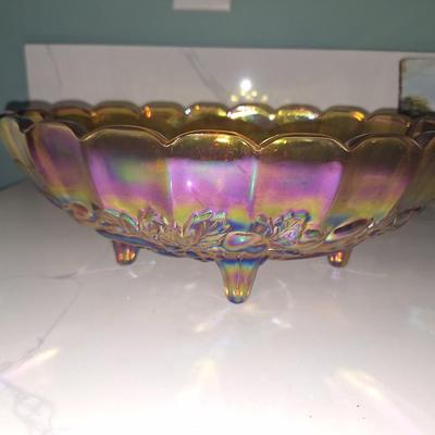 70's Marigold Carnival glass Dish