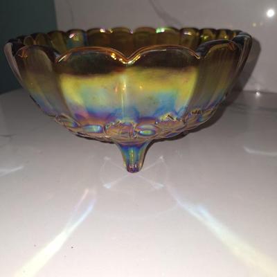 70's Marigold Carnival glass Dish