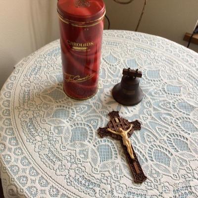 Misc Lot Crucifix, Bell Bank, Tin